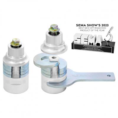 JL/JT &amp; JK Adjustable Front Upper Bump Stops Billet Aluminum Complete w/ Steel Shims Hardware Wrench Height Adjustment Range 189-315 Inch