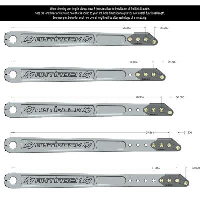 Antirock Aluminum Prerunner Arms 27 Inch-33 Inch Long C-C 35 Spline Incl. Hardware RockJock 4x4
