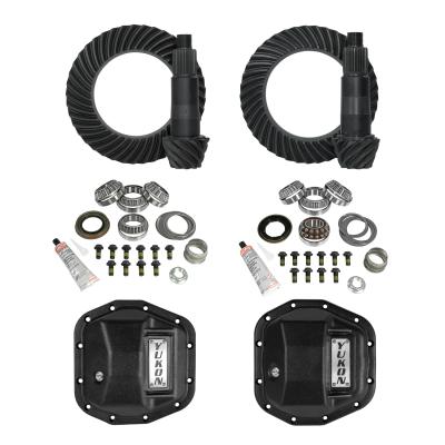 Stage 2 Jeep Jl/Jt Re-Gear Kit W/Covers For Dana 44 4.56 Ratio 28 Spline JL &amp; Jt Rubicon M220 Rear/ M210 Front Stage 2 Gear Kit Package 4.56 Ratio W/ F&amp;R Covers Yukon Gear