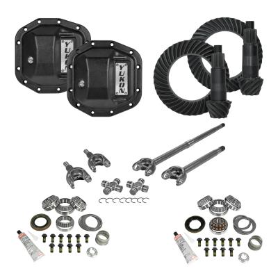 Stage 3 Jeep JL Re-Gear Kit W/Covers Front Axles Dana 30/35 5.13 Ratio JL Non-Rubicon M200 Rear/ M186 Front Stage 3 Gear Kit Package 5.13 F&amp;R Cover &amp; 4340 Front Axles Yukon Gear