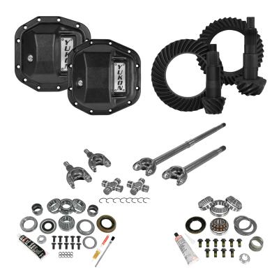 Stage 3 Jeep JL Re-Gear Kit W/Covers Front Axles Dana 30/44 4.88 Ratio JL Non-Rubicon M220 Rear/ M186 Front Stage 3 Gear Kit Package 4.88 F&amp;R Cover &amp; 4340 Front Axles Yukon Gear