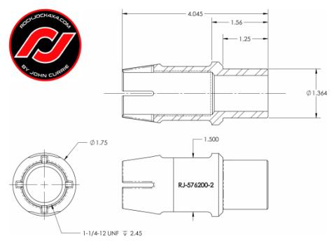 RockNut Kit (Nut and Bung) 1 1/4 Inch LH Thread RockJock 4X4