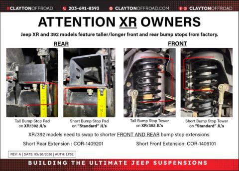 Jeep Wrangler 3 Inch Rear Bump Stops 2018+ JL Clayton Off Road