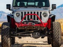 Powdercoat Nighthawk Mid-tube Stinger Front Bumper with Aluminum Skid for JK, JL, and JT - Black Powdercoat Artec Industries